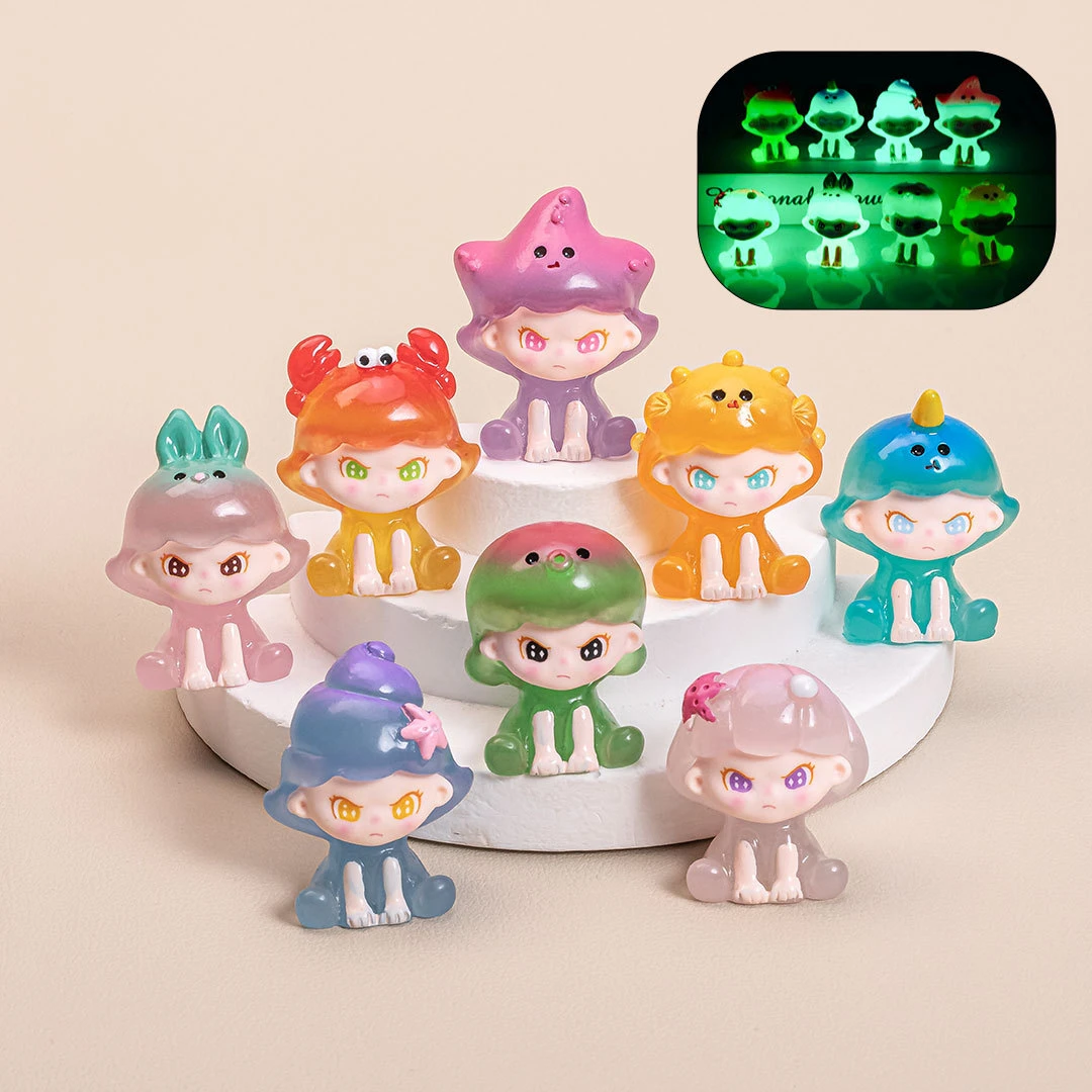 【双许愿+九宫格】夜光渐变海洋动物大表姐树脂摆件车载桌面摆件