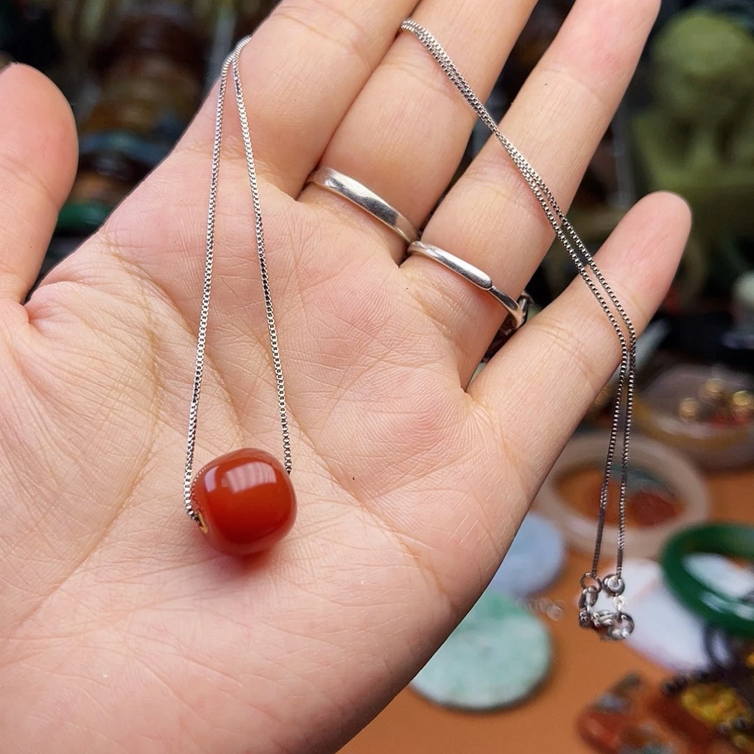 南红玛瑙颈饰18K金镶嵌