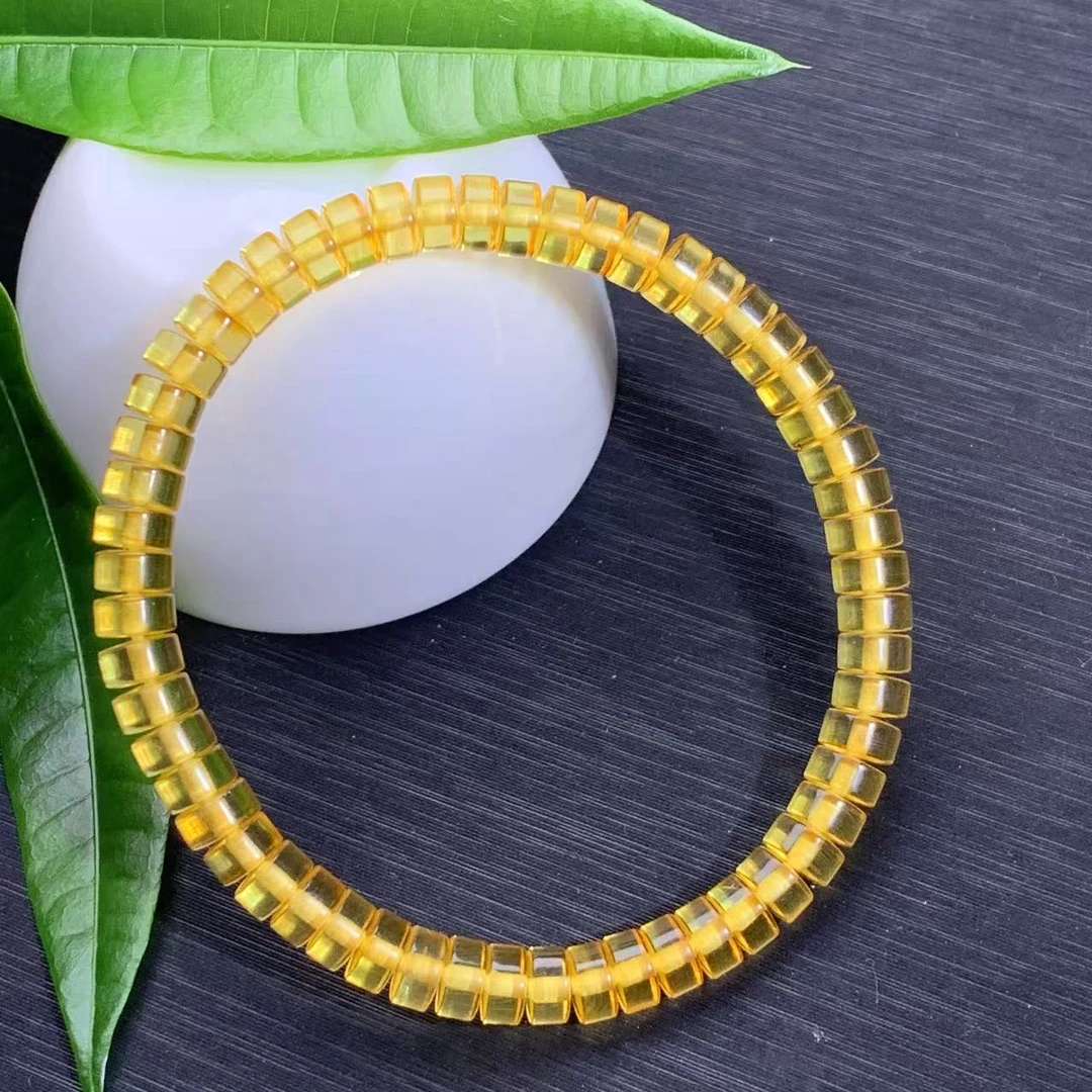 【金钰尚品】天然金珀精工直切药片6m时尚简约金色经典气质小众百搭