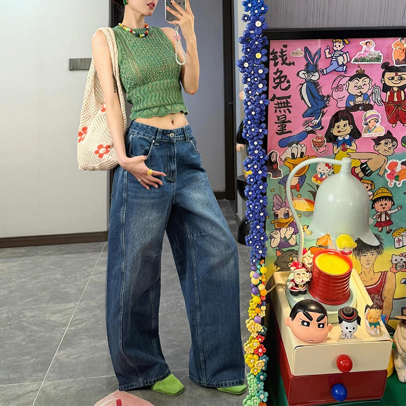 微胖mm休闲显瘦百搭拖地牛仔裤女夏季新款高级感洋气垂感阔腿裤子