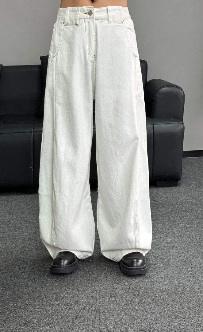 XI HAO男装 男士春夏时尚潮流明线设计百搭宽松弯刀牛仔裤垂感