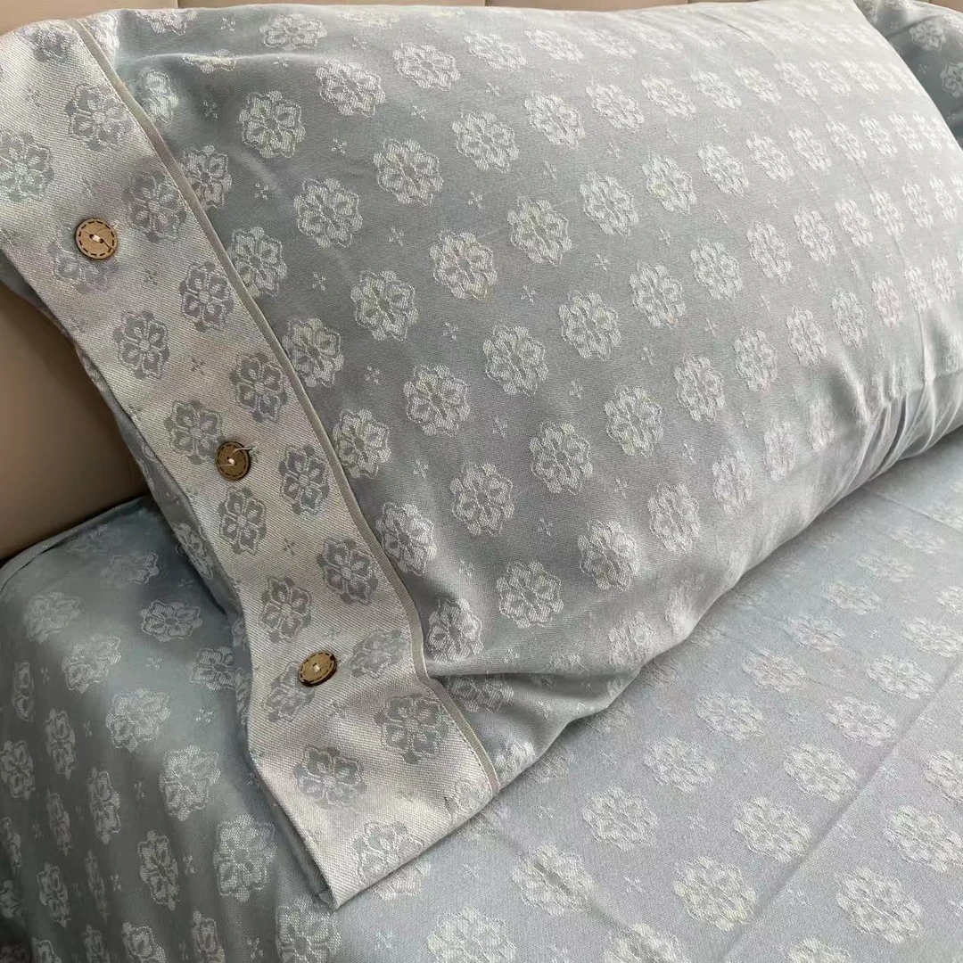 非遗老粗布幸运星色织提花床单三件套