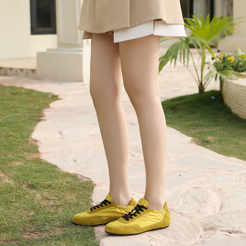 跑跑大码女鞋【早春漫履】p家羽感拼接松紧休闲鞋轻盈线条感40-44