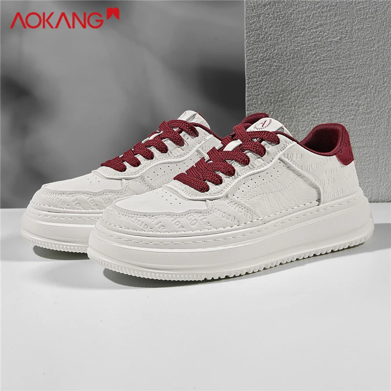 Aokang/奥康中国红2025秋季欧若风百搭舒适防滑保暖增高工装鞋