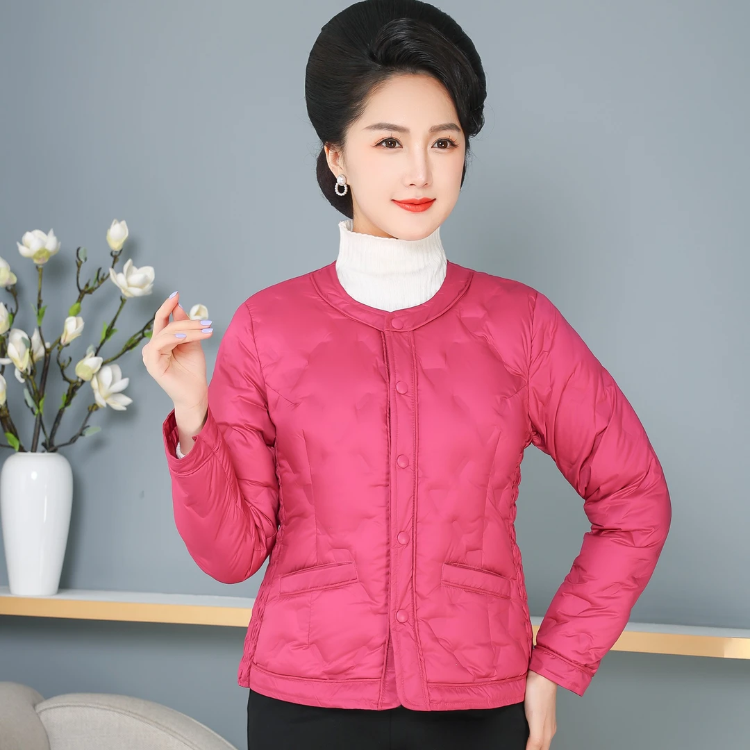 冬季中老年女士冬季轻薄保暖贴身内胆加大码妈妈装气质短款修身