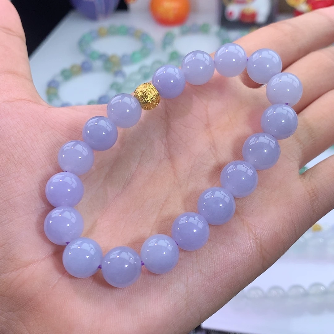 翡翠未镶嵌手链26号 紫罗兰手串