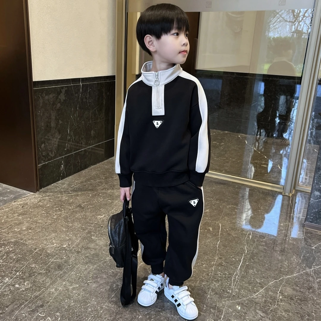 男童春秋季帅气套装2025新款中童休闲洋气卫衣裤子两件套童装潮酷