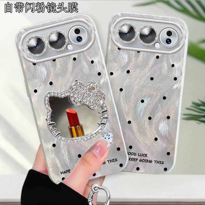 自带镜头膜荣耀500Pro手机壳MEP-AN00波点羽纱KT猫镜子Honor500软