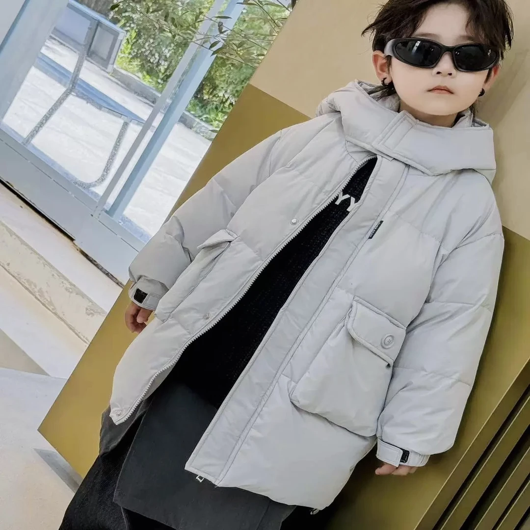 女童童装冬季时尚棉服男女童秋冬韩版带帽保暖潮流中长款