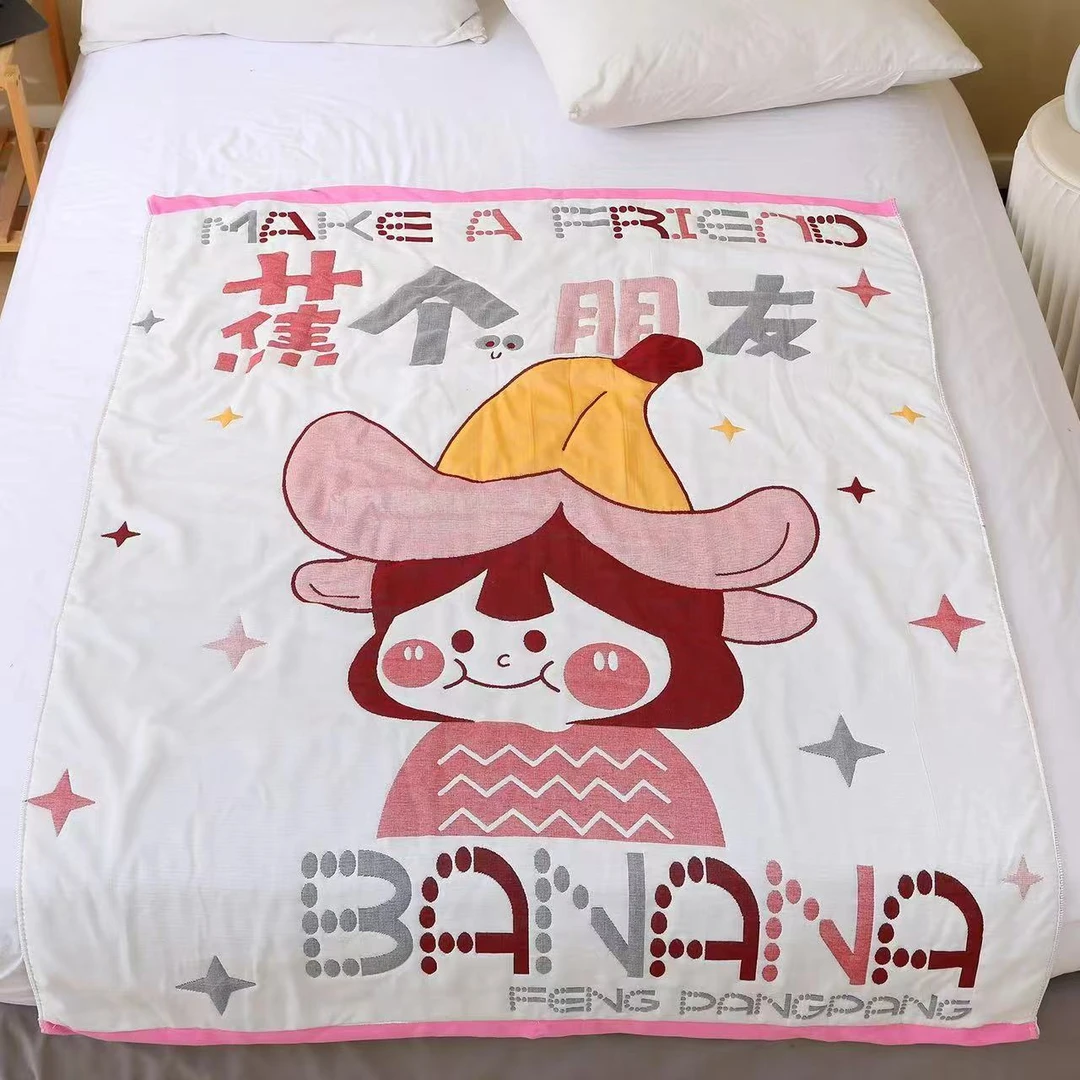 【交个朋友】全棉纱布120*150童被亲肤可爱儿童卡通亲肤柔软泡芙被