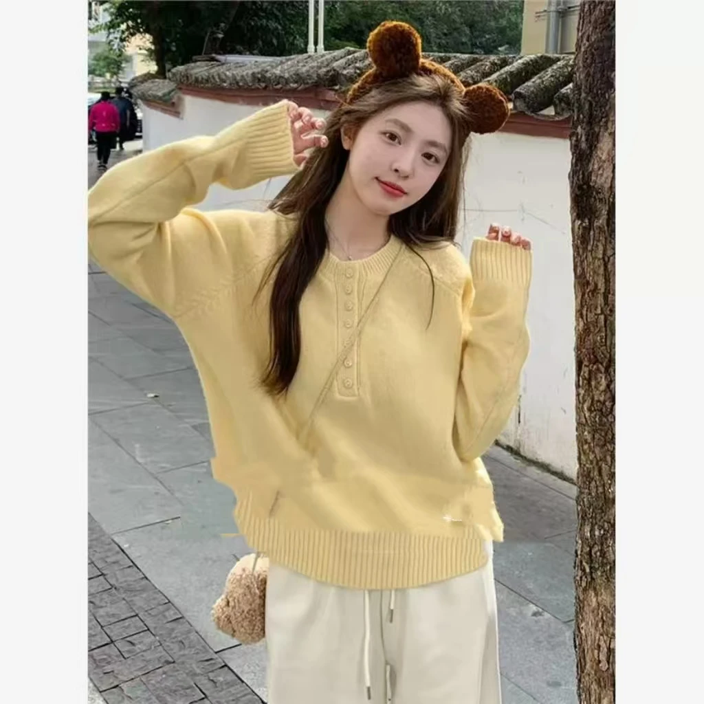 【苏苏精选】77717慵懒风纯情少女秋冬季宽松软糯打底外穿毛衣