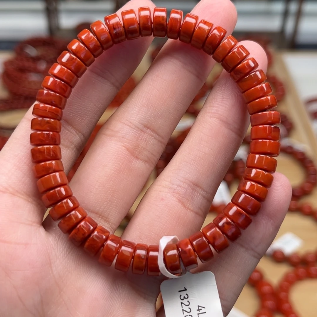 南红玛瑙未镶嵌手链川料瓦西火焰药片手串8+