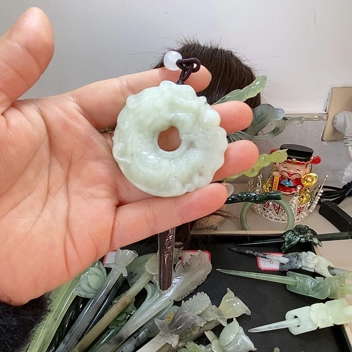 蛇纹石玉合金发饰车挂