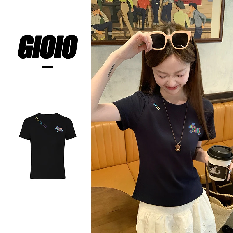 辣妹夏季街头洋气短袖小众百搭修身显瘦时尚设计感女上衣T恤