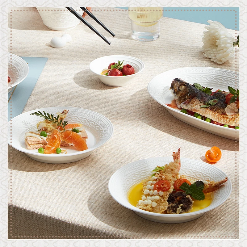 【专属餐具】玛戈隆特事事如意家庭骨瓷餐具家用碗碟盘轻奢高档餐具