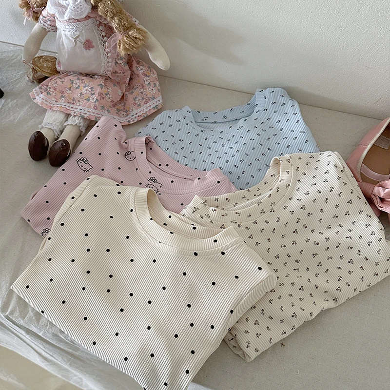 【橘子家】现货~女童印花打底衫2025春款可爱糖果色家居服HS61045