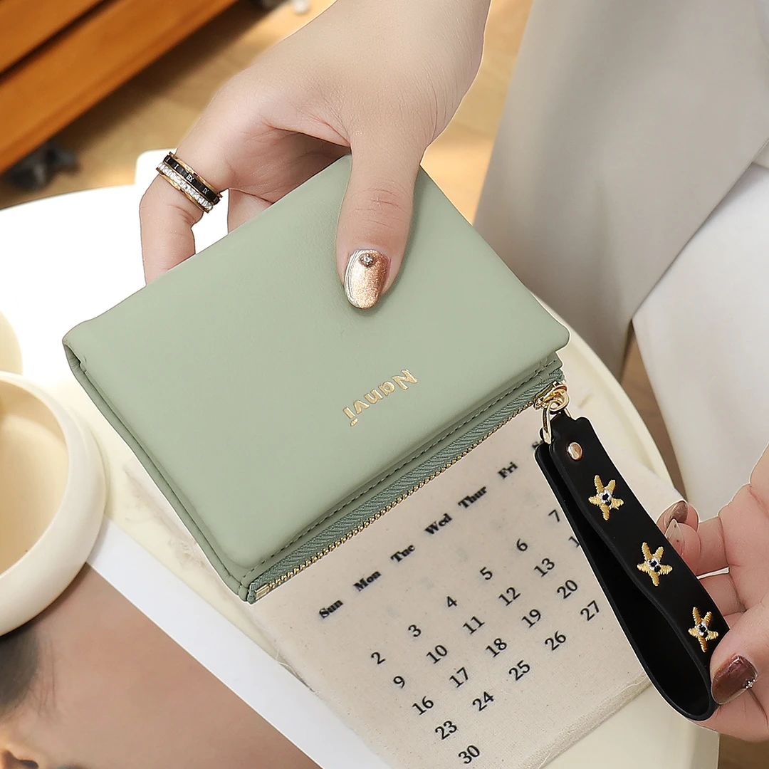 钱包女款2025新款夏季可爱清新小钱包便携式手提带卡包钱包二合一