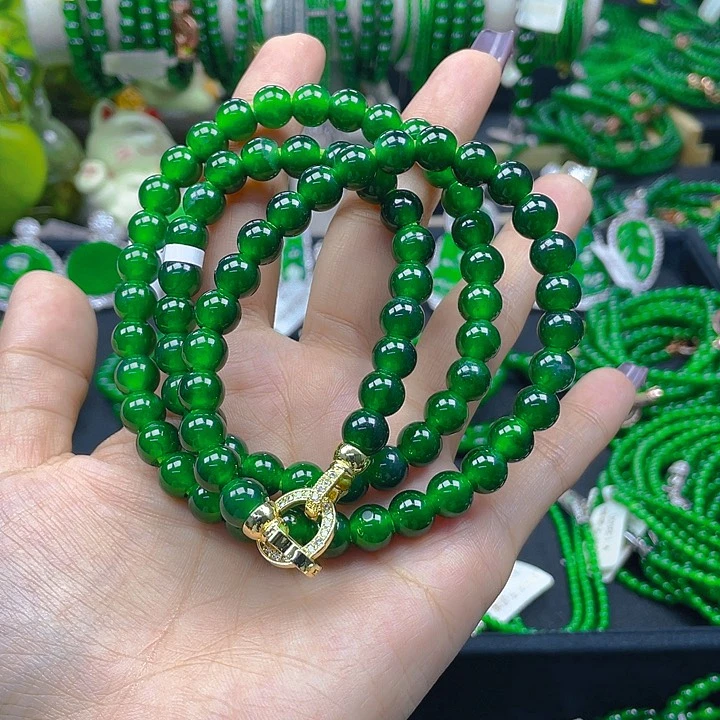 翡翠未镶嵌颈饰品**活圆珠项链8