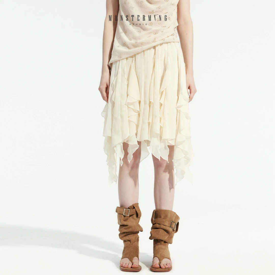 MONSTERMING -Veil Waltz-雪纺提花飘带伞裙