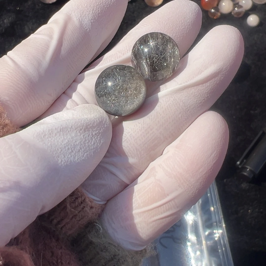 水晶灰蓝穿发单珠12mm定制不退换未镶嵌R****n