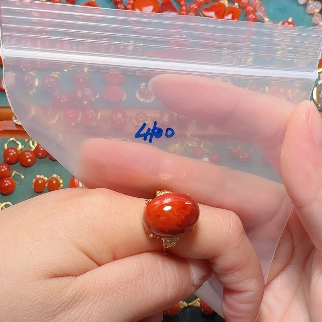 是***呀南红玛瑙银S925镶嵌戒指