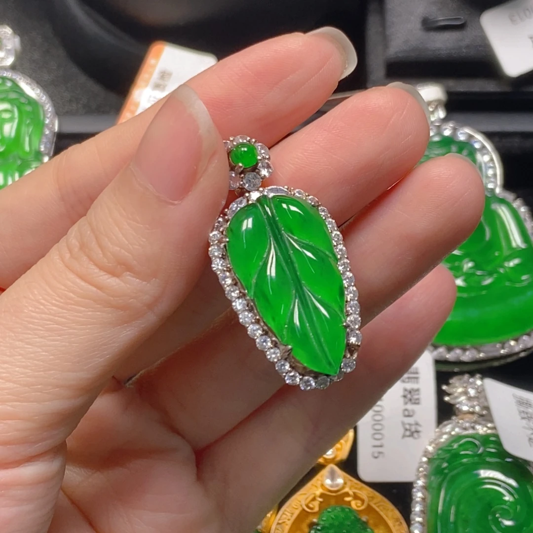 翡翠银S925镶嵌吊坠(不含链)