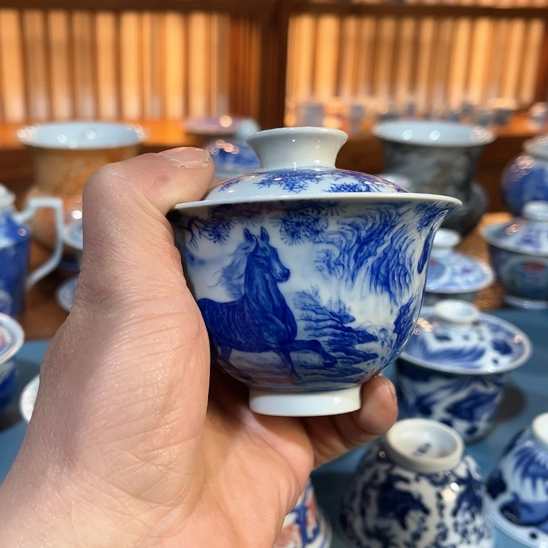 錡镇堂手工手绘盖碗