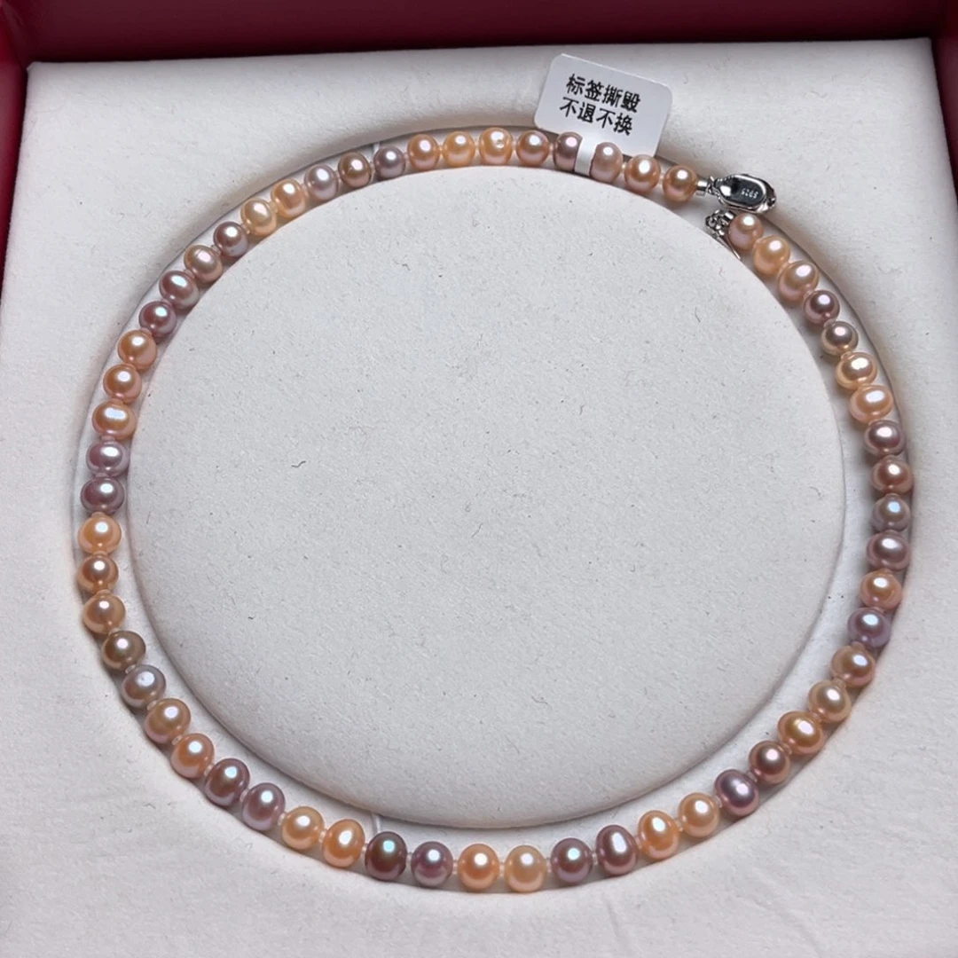 淡水珍珠颈饰银S925镶嵌欧**玲7-8mm