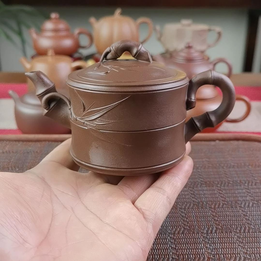 紫砂茶壶紫泥可心竹段200CC
