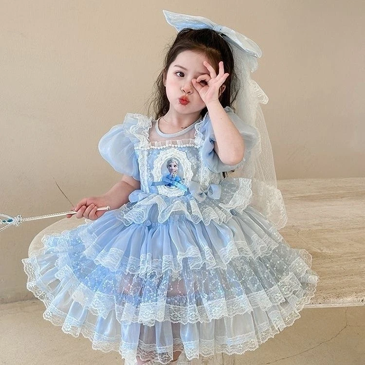 儿童洛丽塔连衣裙2026新款小女孩夏季洋气蛋糕裙子宝宝爱莎公主裙
