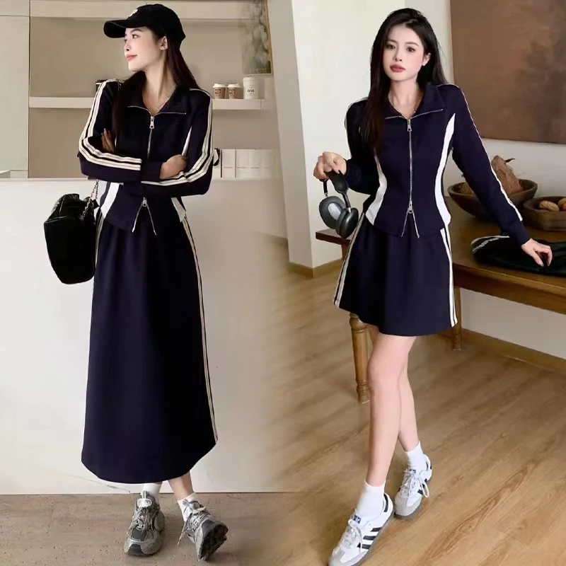 大码女装胖mm2025新款显瘦修容收腰上衣+半身裙套装