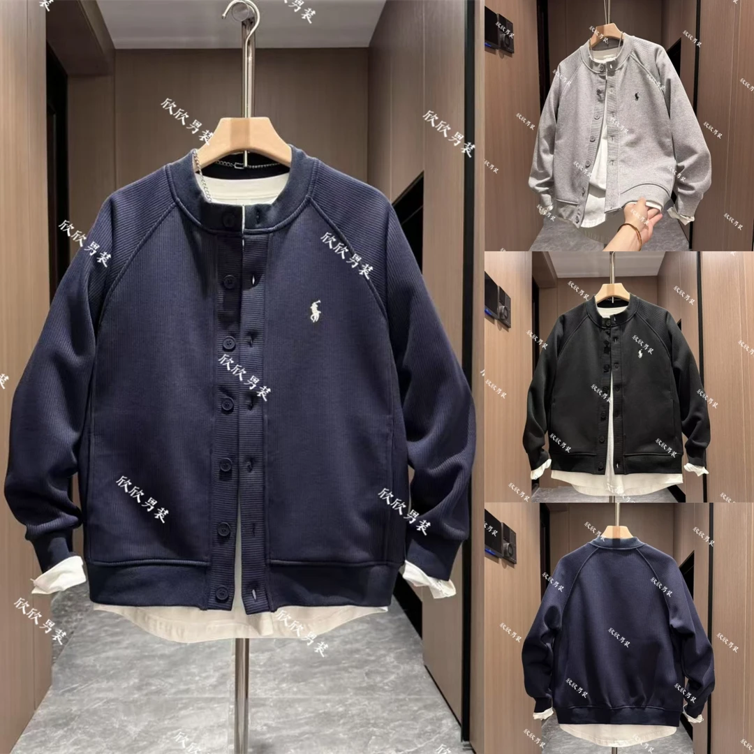 秋季潮流针织刺绣拼接百搭时尚男士上衣