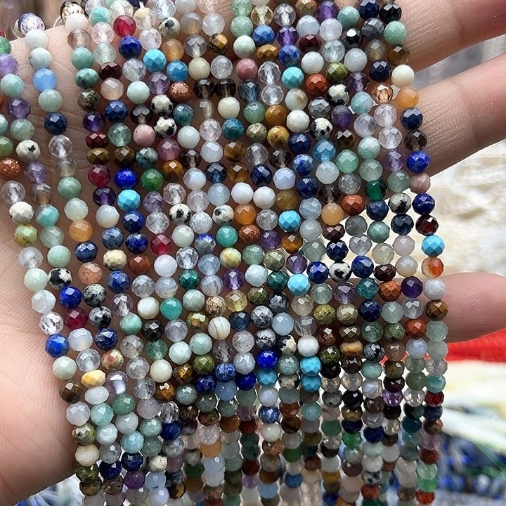 未镶嵌玛瑙/玉髓珠宝半成品一条4mm左右多宝刻面