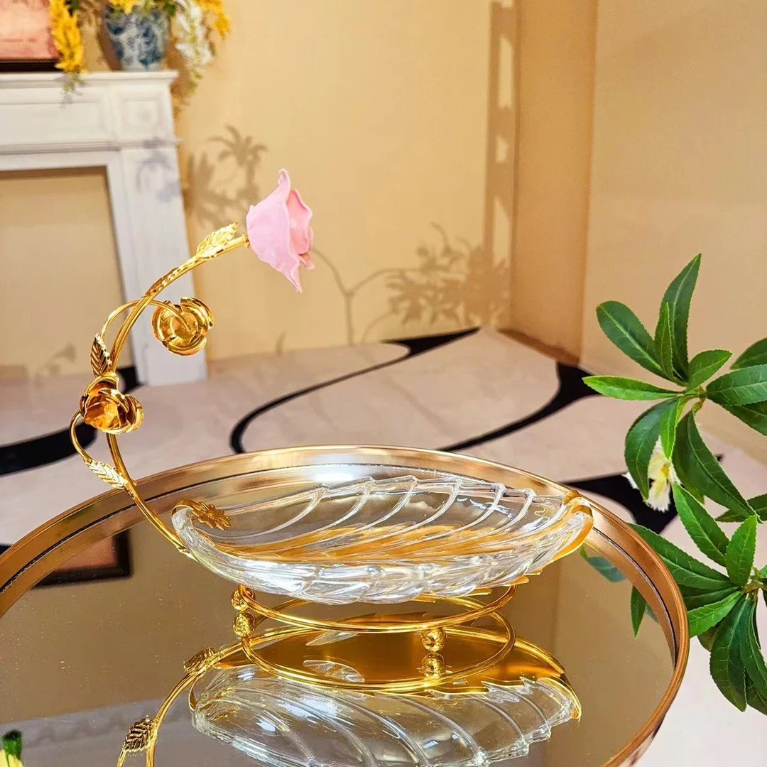欧式水果盘家用客厅轻奢下午茶点心树叶瓜子花朵盘前台招待摆放盘
