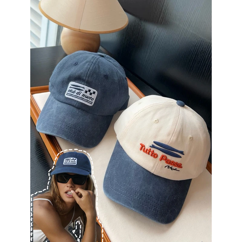 外贸订单！情侣款复古水洗做旧刺绣棒球帽百搭鸭舌帽美式帽子