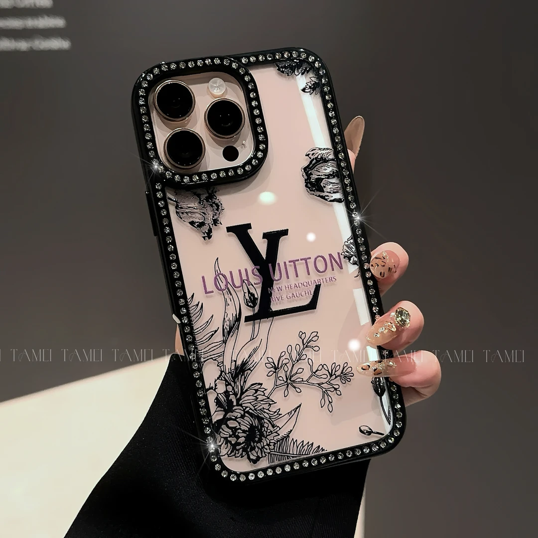 网红细闪潮牌钻石壳适用苹果16promax手机壳苹果15/14/13女透明