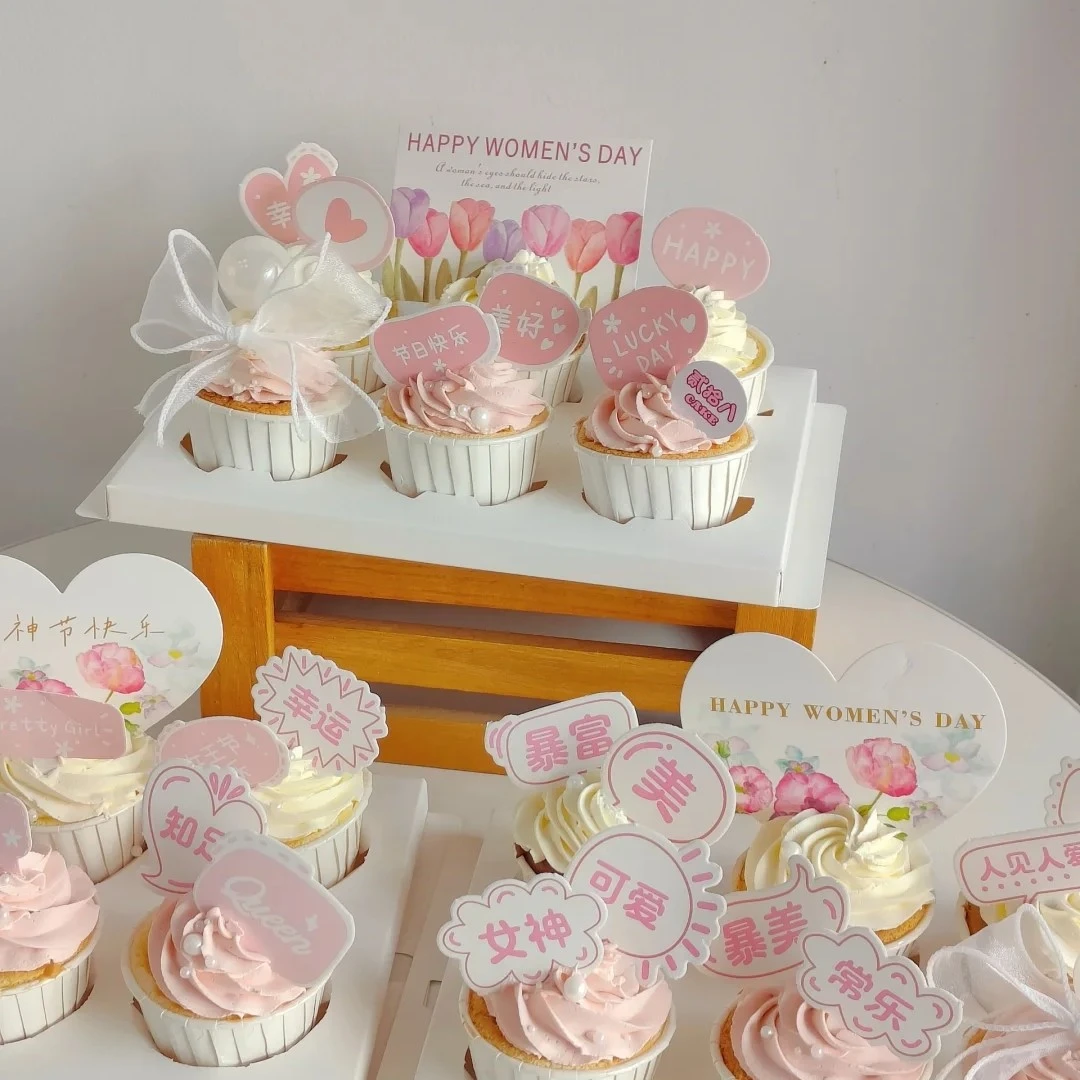 女神节仙气飘飘纸杯蛋糕6粒装弯曲蜡烛早餐蛋糕整箱