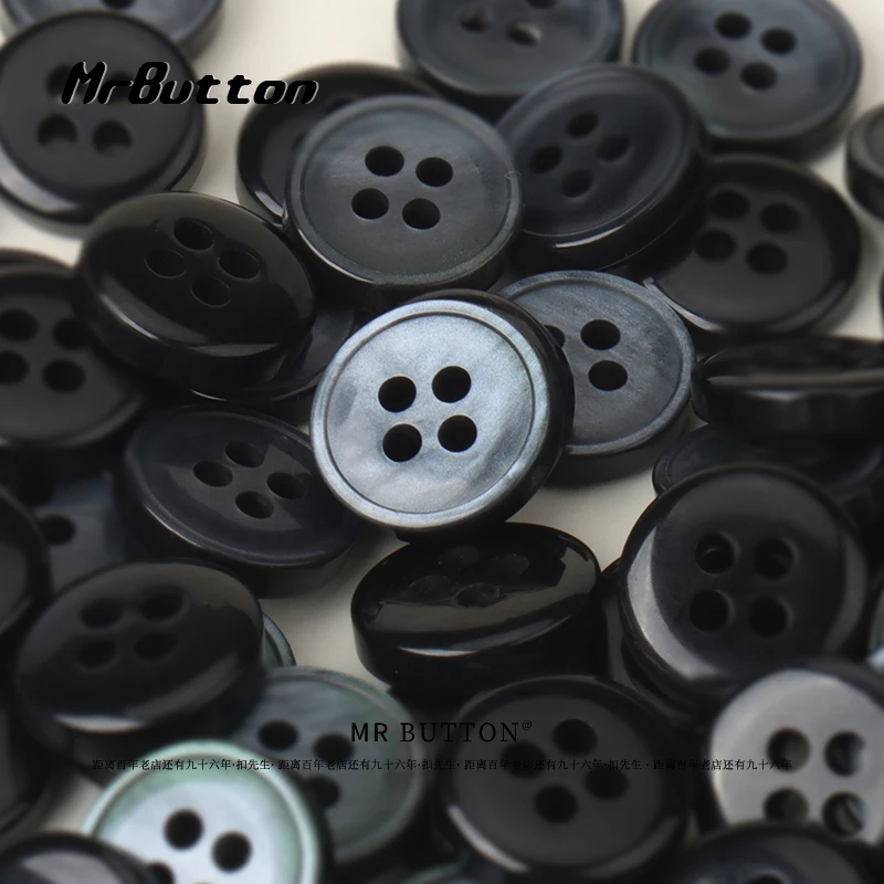 MR BUTTON 黑灰色圆形树脂纽扣男女衬衣衬衫针织短袖百搭小扣子