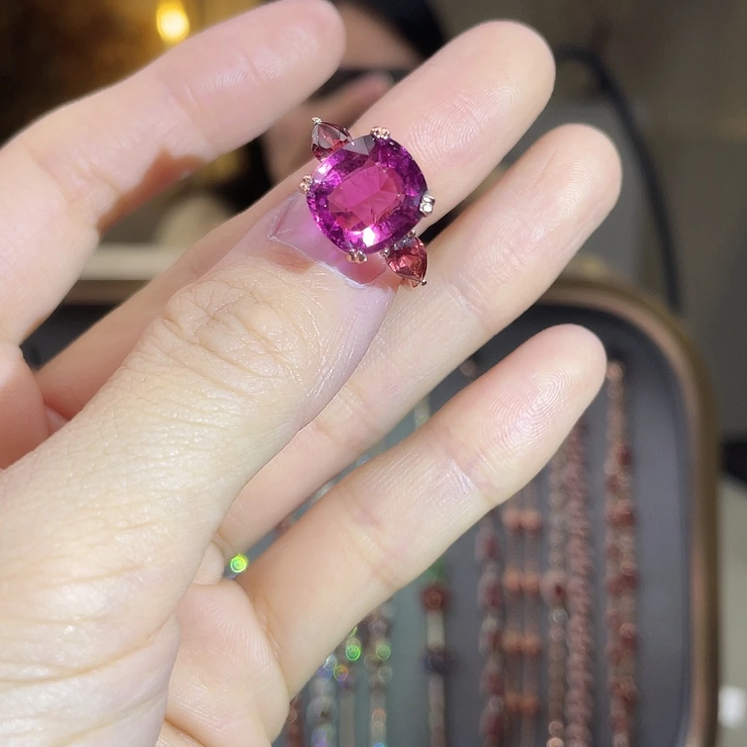 碧玺戒指银S925镶嵌