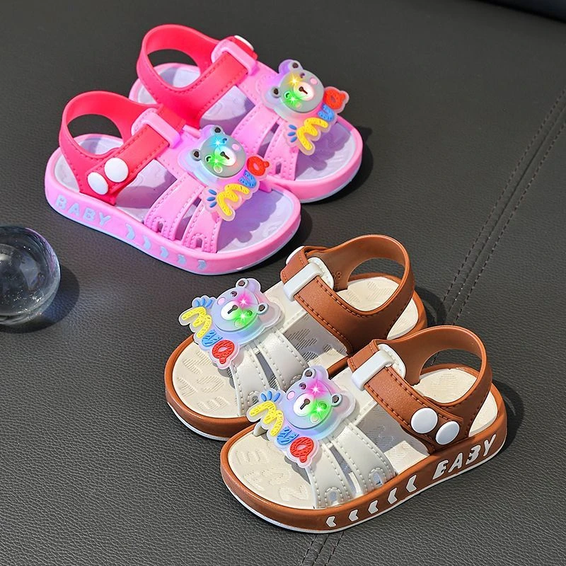 儿童凉鞋夏季男童卡通可爱亮灯女童防滑软底婴幼儿学步鞋轻便凉鞋