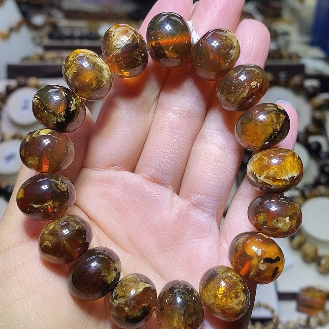 琥珀未镶嵌裸石蜡花15