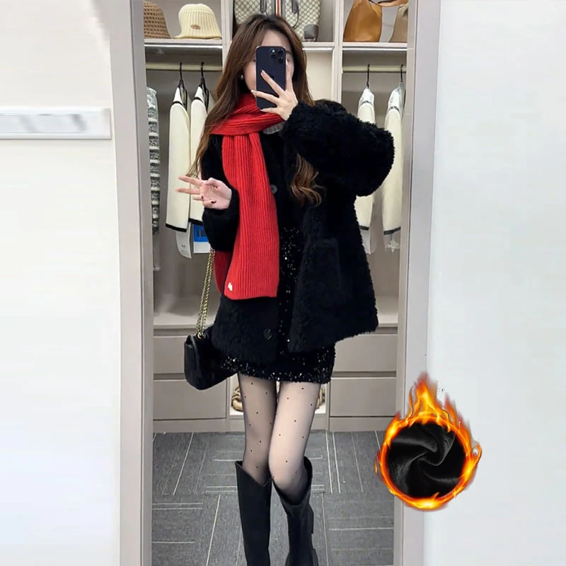 2025冬款流行爆款高级感黑色亮片裙半身裙韩版新款防走光A字裙