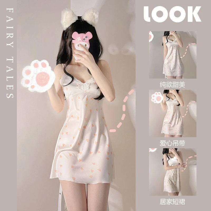 【喵系少女】春夏薄款甜美纯欲睡衣学生ins软妹少女吊带睡衣