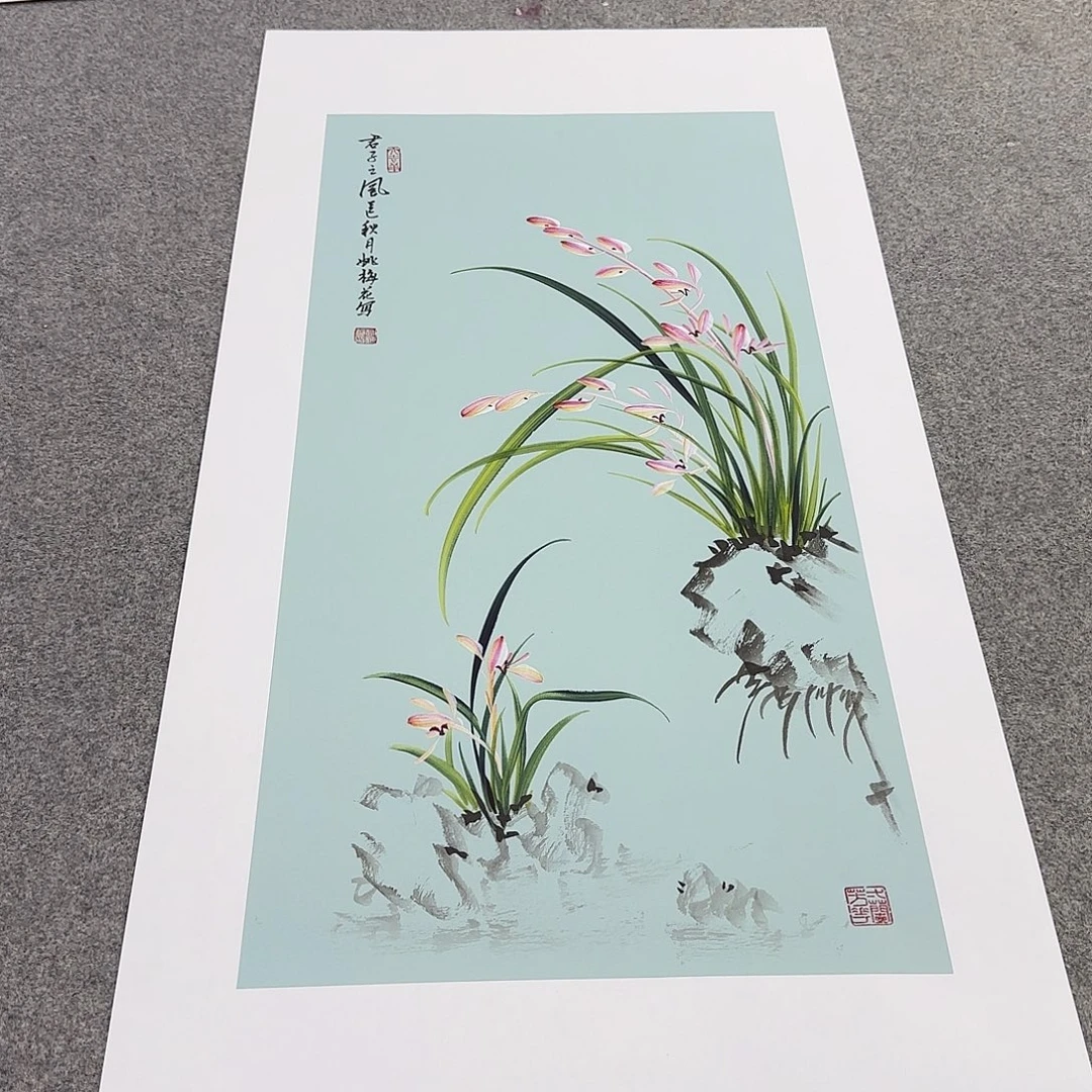 国画国画立体兰花作品