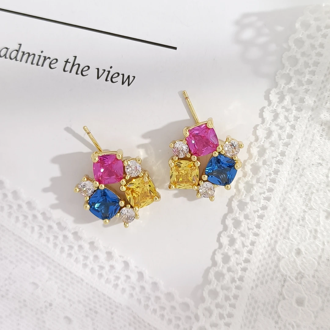 铜合金合成锆石耳饰 GTL-53842 耳环优雅轻奢简约时尚气质百搭