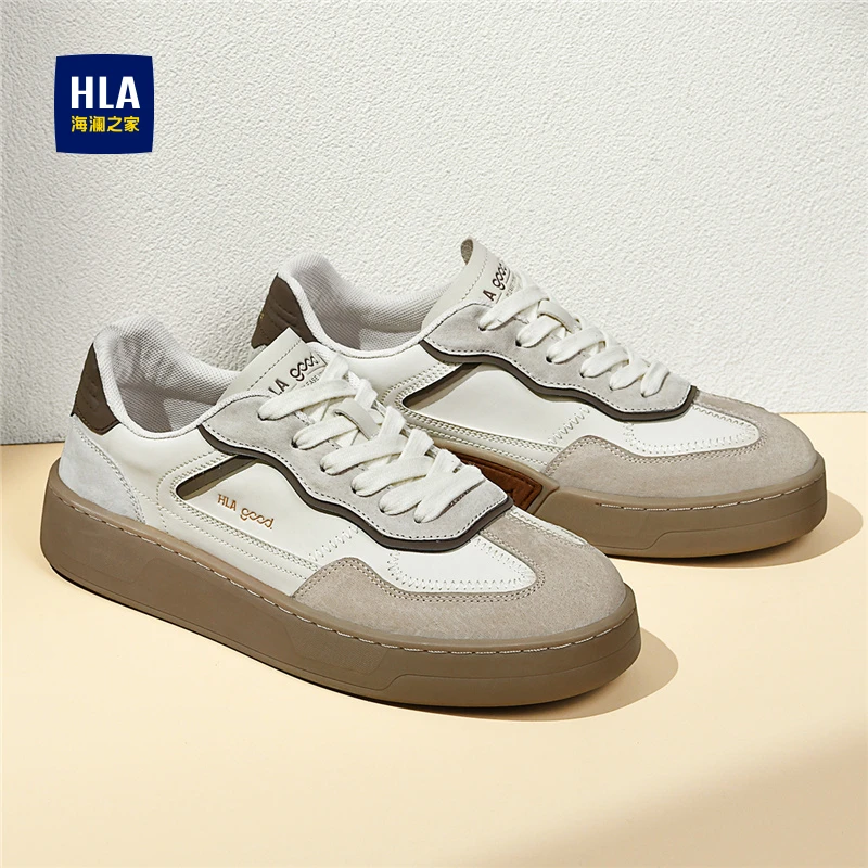 HLA/海澜之家男鞋2025冬季新款百搭复古德训鞋舒适休闲板鞋潮鞋