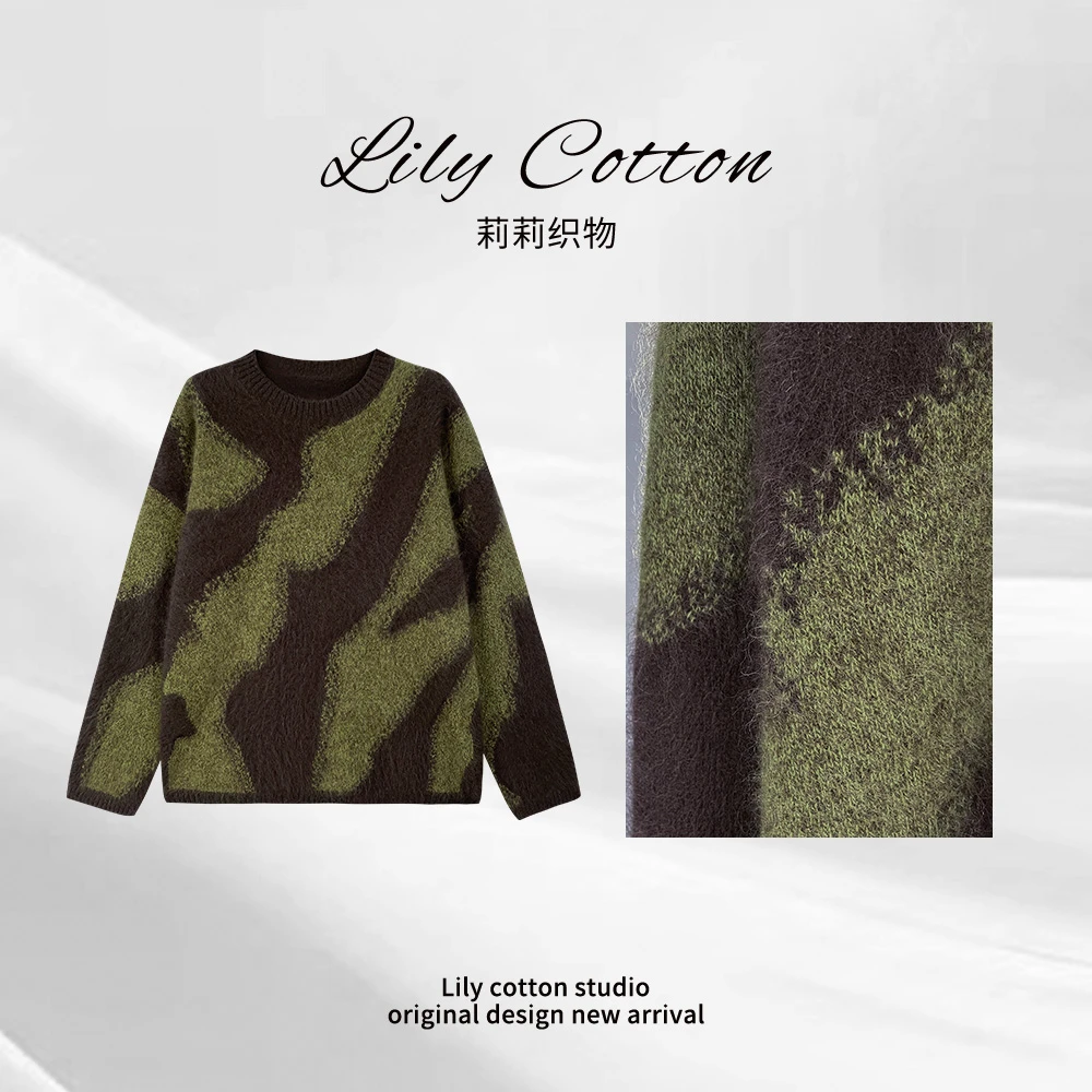 油画调色盘 复古撞色软糯亲肤绵羊毛显瘦高级感上衣 YL-6201668