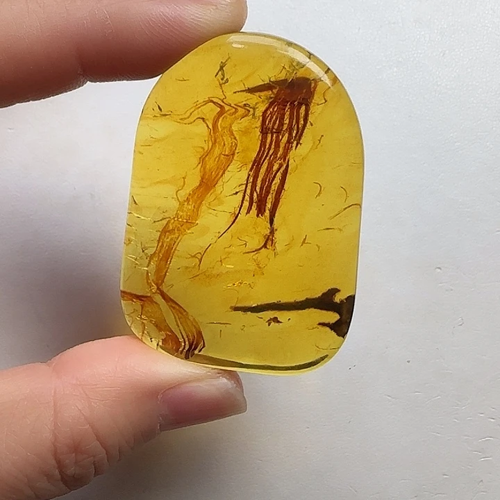 植物珀颈饰未镶嵌天然缅甸琥珀特色植物吊坠16.7克