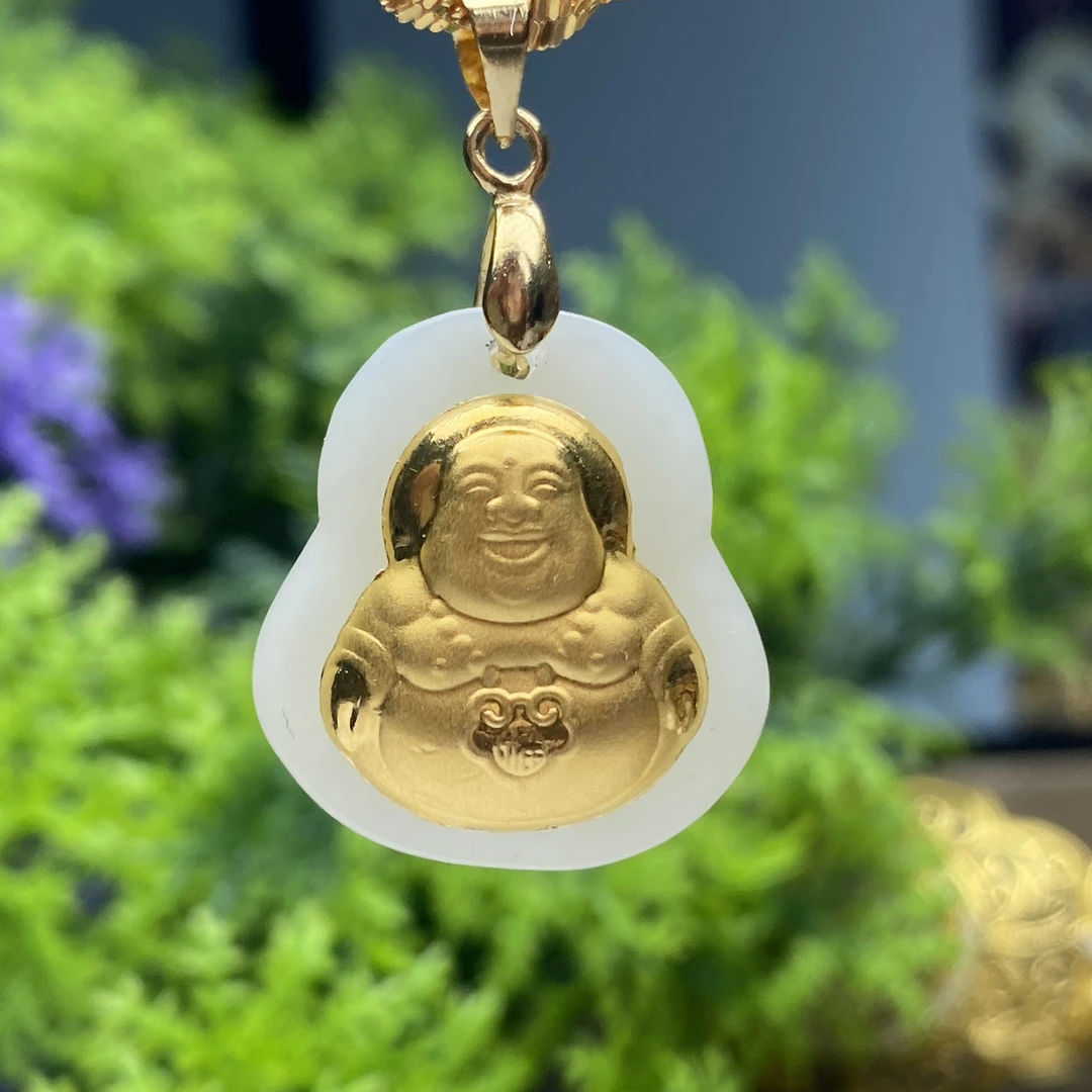 （苏兰推荐）黄金 真金和田玉佛公吊坠