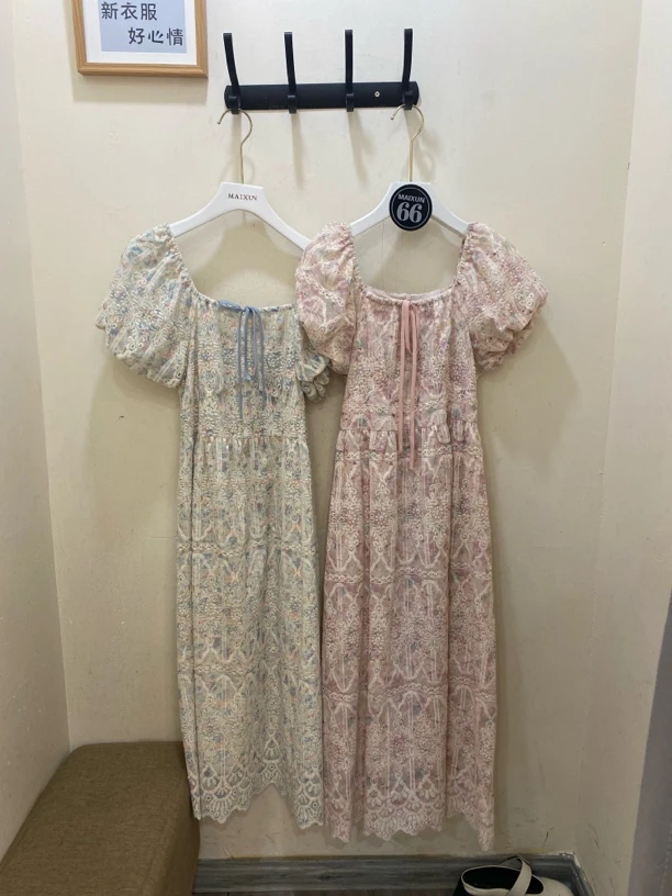 麦寻夏季新款方领刺绣连衣裙qllfq104  qllfq026